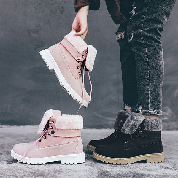 

winter boots women fashion plush warm long fur booties platform waterproof shoes female snow ankle boots for women, Black