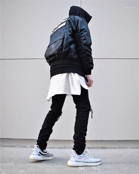 

футболки дизайнер нерегулярные хем свободные шорты рукавом свободного покроя высокая улица футболки канье мужские летние, White;black