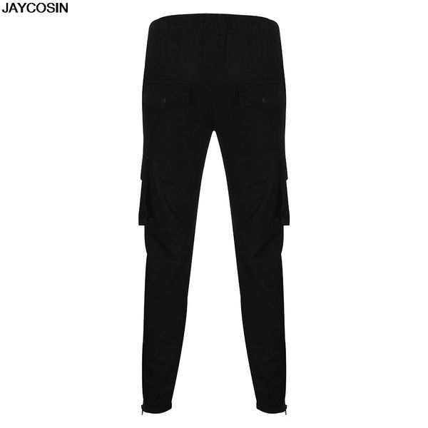 

klv pants new summer men pure color pocket overalls casual pocket sport work casual trouser pants for all season 9610, Black