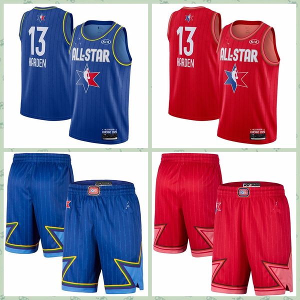 

allstar jersey 2020 mens 13 harden blue red game james harden jersey mans basketball shorts breathable pantsuit short sleeve home, Black;red