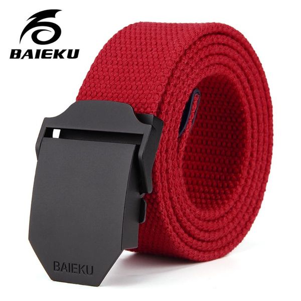

baieku red canvas belt red belt in men's belts fashionable smooth buckle canvas bel, Black;brown