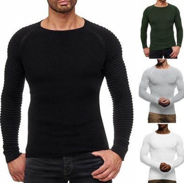 

осень mens конструктора свитер моды тонкий сплошной цвет crew neck с длинным рукавом тонкий пуловер кофты свитера mensdesigner, White;black