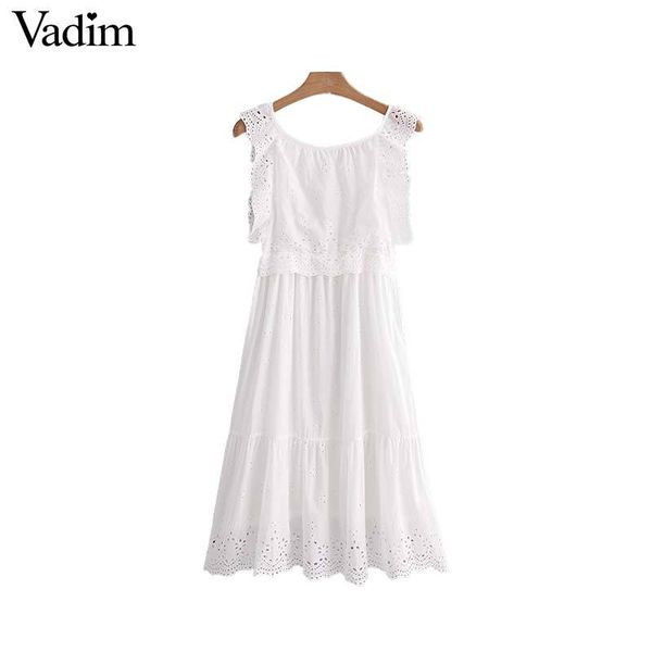 

vadim женщины сладкий трепал платье вышивка выдалбливают проушины о шее плиссированные женские случайные белые миди платья vestidos qa340, Black;pink