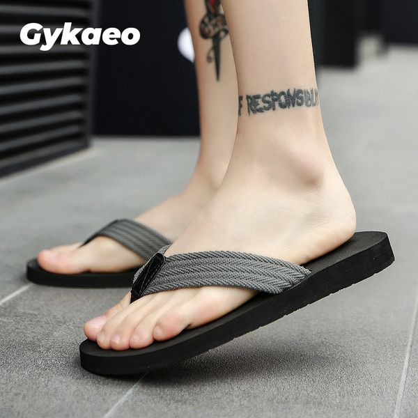 

gykaeo summer british flip flops men's korean slippers male wear non-slip clips tow beach shoes tide flat with casual sandals, Black