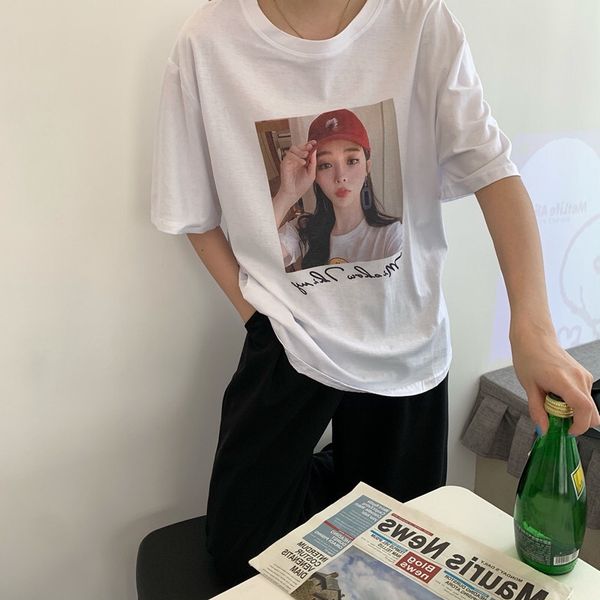 

b007-2020 summer new korean short bottoming shirt net red slim slimming solid color short-sleeved t-shirt female, White;black