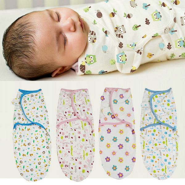 

11 colors baby cartoon printed cotton sleeping bags infant newborn swaddle wrap blanket kids toweling bath towels swaddling breathable