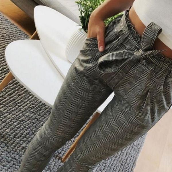 

lasperal 2018 new spring striped high waist harem pants women bowtie elastic waist trousers female stringyselvedge casual pants, Black;white