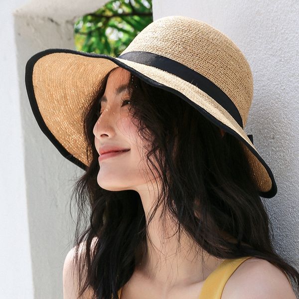 

adga2 hepburn wind lafie hepburn wind lafie women's summer sun matching female summer travel sun hat seaside holiday big eaves sun-proo, Blue;gray