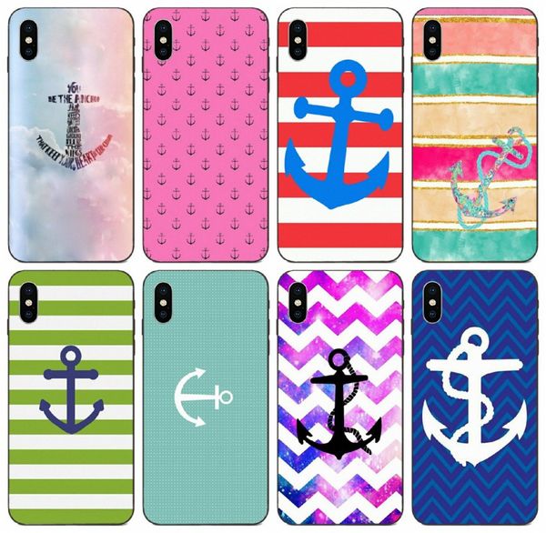 

[tongtrade] striped anchors beautiful case for iphone x xr xs 11 pro max 8 7 6s 5s plus samsung a80 a8s a9 huawei y6 pro redmi note 5a case