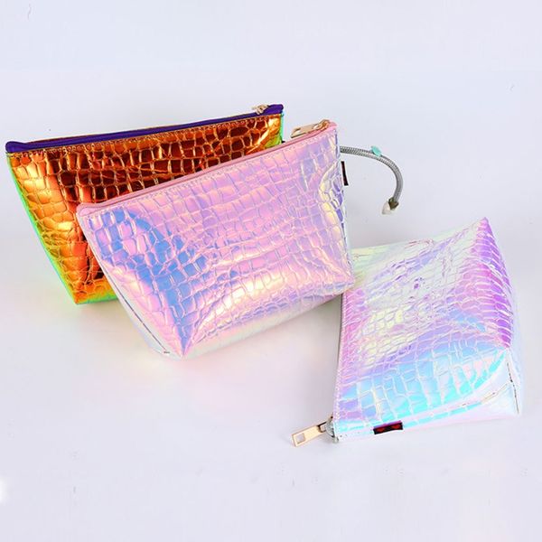 

thinkthendo hologram holographic pencil pen case bag cosmetic makeup storage bags purse