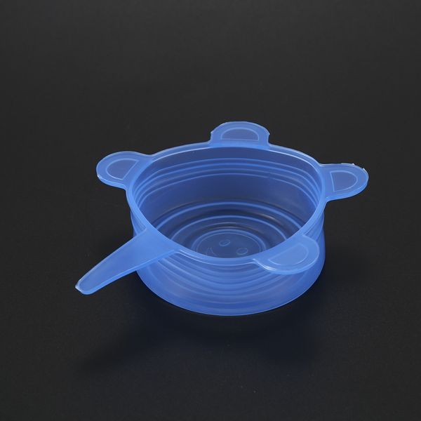 

6шт силикон stretch люки свежих продуктов обертывание bowl cup пот обложка seal многоразовый, синяя