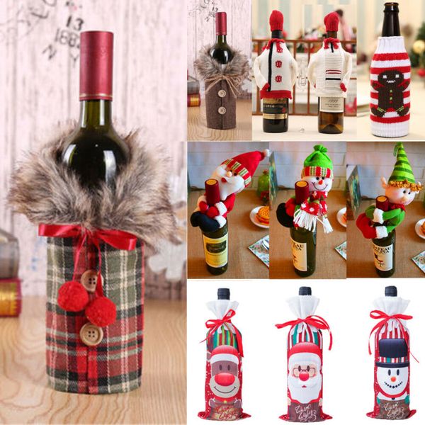 

рождество санта бутылка вина сумка крышка рождественский фестиваль партии стол декор подарочная ткань