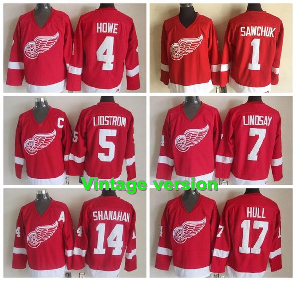 

detroit red wings vintage version jerseys 9 howe 19 yzerman 13 datsyuk 24 chelios 5 lidstrom ccm authentic fashion hockey jerseys, Black;red