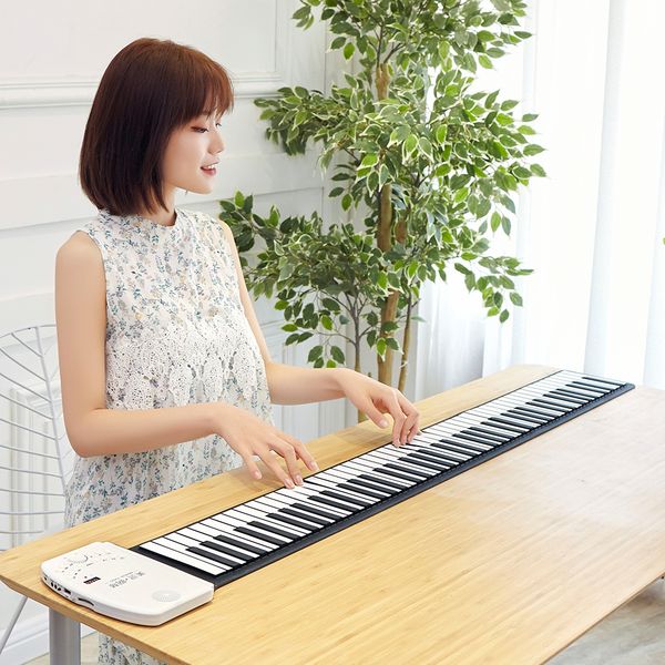 

портативный 88 электронные ключи piano roll up piano keyboard мягкий силиконовый встроенный динамик перезаряда батареи для начинающих