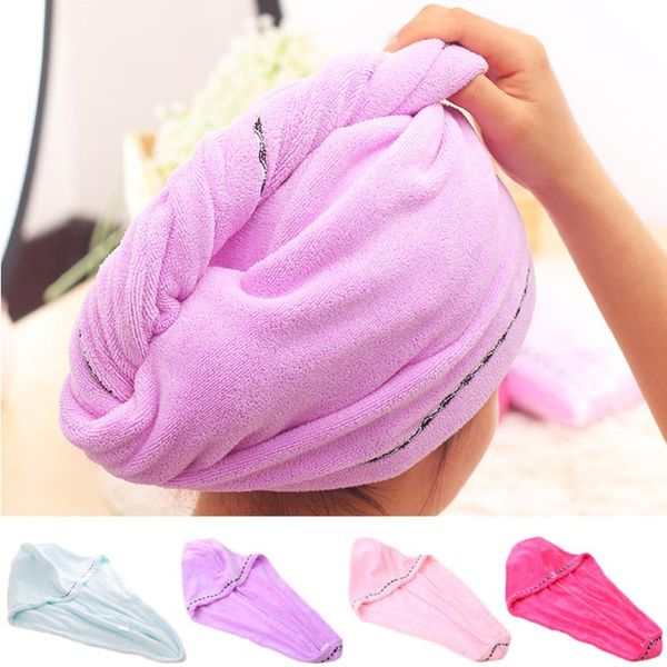 

microfiber bath towel hair dry quick drying lady bath soft shower cap hat women turban head wrap bathing long hair dry tools