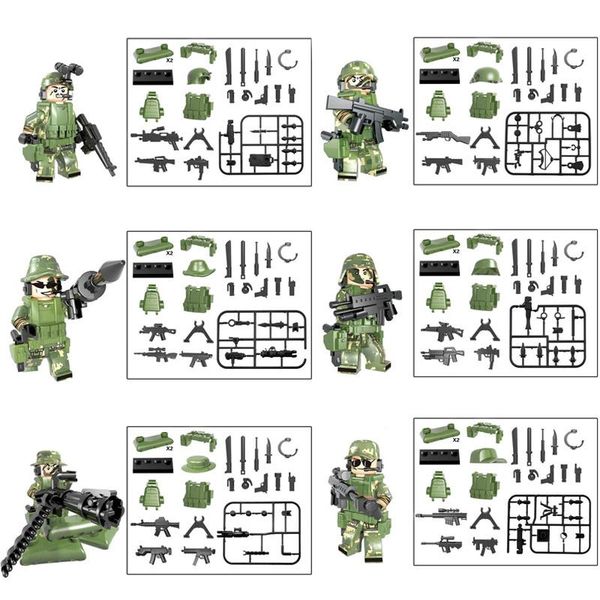 

cf military mini action figure toy armed troop jungle commandos camouflage army building block brick for boy