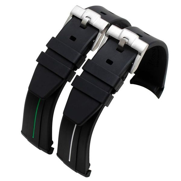 

watch hight quality for brand 16610 rubber watch band straps with stainless steel buckle 20mm 21mm waterproof sports men's watchband, Black;brown