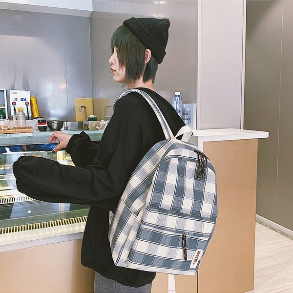 

2020 новая корейская версия решетки ретро студент случайного дикого рюкзака женской средней школа студент сумка приграничном