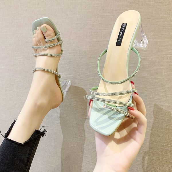 

shoes rubber flip flops slippers casual square heel slipers women slides heeled mules soft hawaiian block 2020 heels, Black