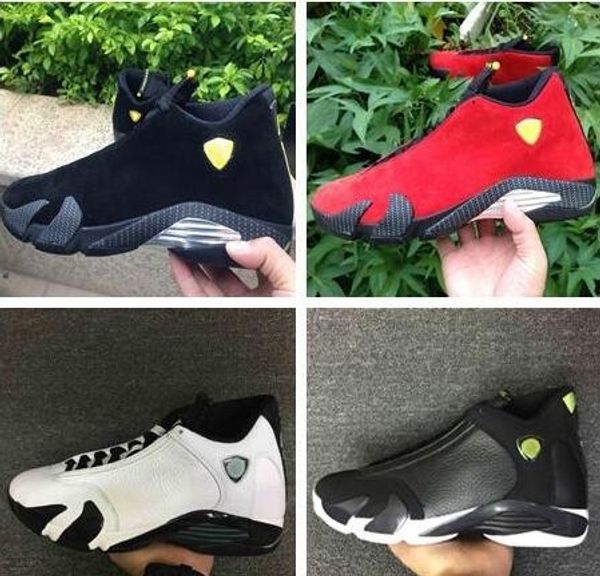 

original 14 mens basketball shoes 14s fusion varsity red suede thunder black xiv playoffs sneakers size 40-47