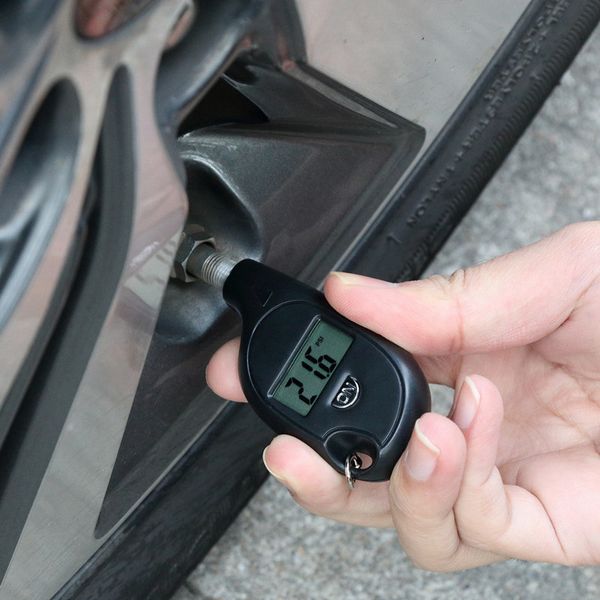 

mini digital tire pressure gauge lcd display tyre air pressure tester with keychain car motorcycle tire safety alarm