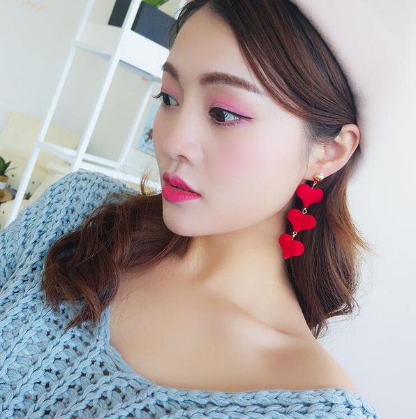 

winter plush mink peach love series long earrings small ear jewelry wholesale gd166, Silver