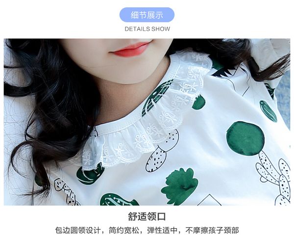 

children's pajamas thin girls' summer girls' cotton short sleeve trousers household suit baby air conditioning suit, Blue;red