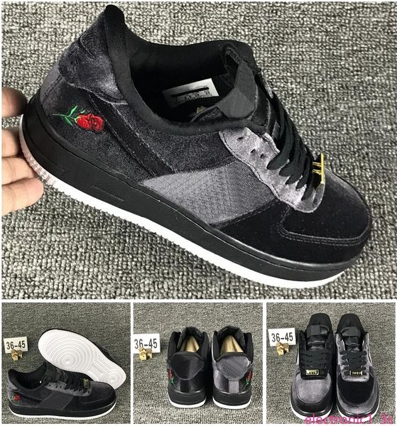 

selling black velvet rose embroidery skateboarding sports shoes skate classics sneaker men women perfect footwear size eur36-45