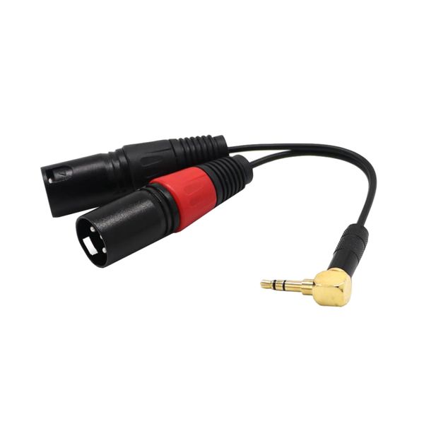

dual 3 pin xlr male to right angle 3.5mm stereo jack mic audio cord cable