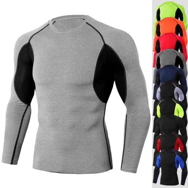 

tight-fitting workout running training t-shirt stretch quick round collar long sleeve t-shirt, Black;blue
