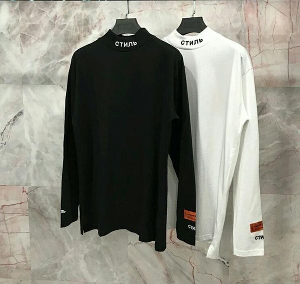 

женские мужские футболки хип-хоп бренд дизайнер футболка русская вышивка личность раздел головы круглый вырез рубашки с длинными рукавами, White;black