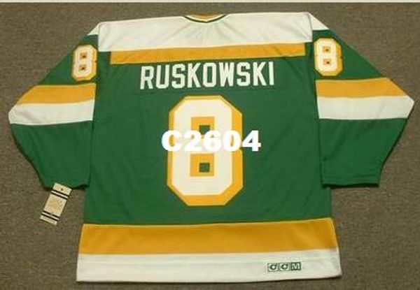 

men #8 terry ruskowski minnesota north stars 1987 ccm vintage retro hockey jersey or custom any name or number retro jersey, Black;red