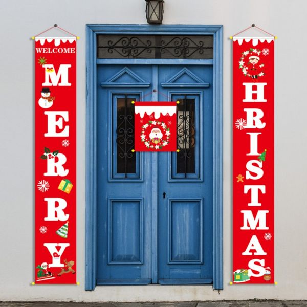 

christmas decorations door red porch logo curtains hanging flags holiday party layout props christmas pendant