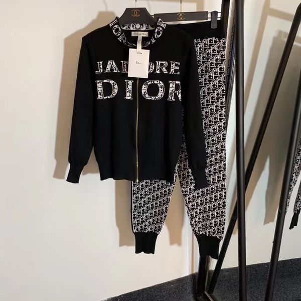 

2019 deaigner fa hion women uit knit jacket and long pant women girl autumn for outfit two piece et