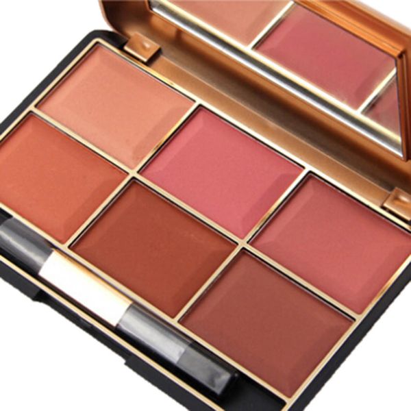 

miss rose professional makeup blusher long lasting 6 color minerals retro face base blush contouring make up palette