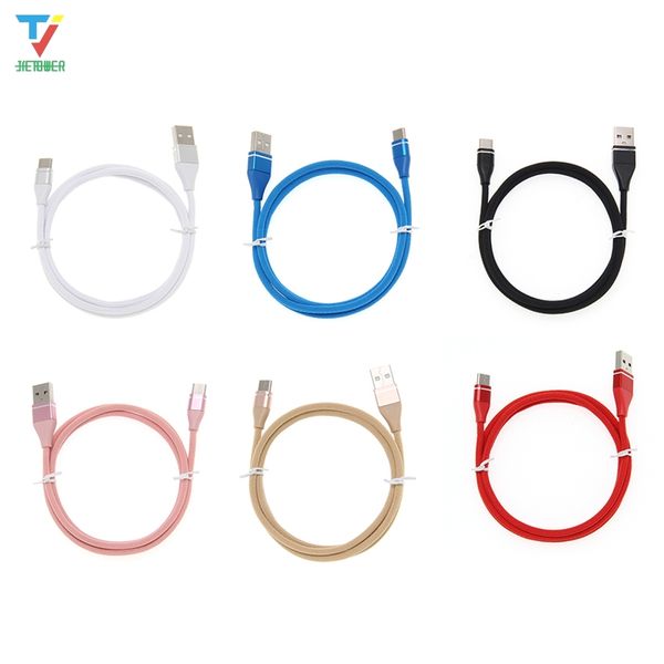 

500pcs/lot 0.5m/1m/2m/3m braided meteor fabric cloth usb data cable type-c micro usb android cable for xiaomi samsung htc