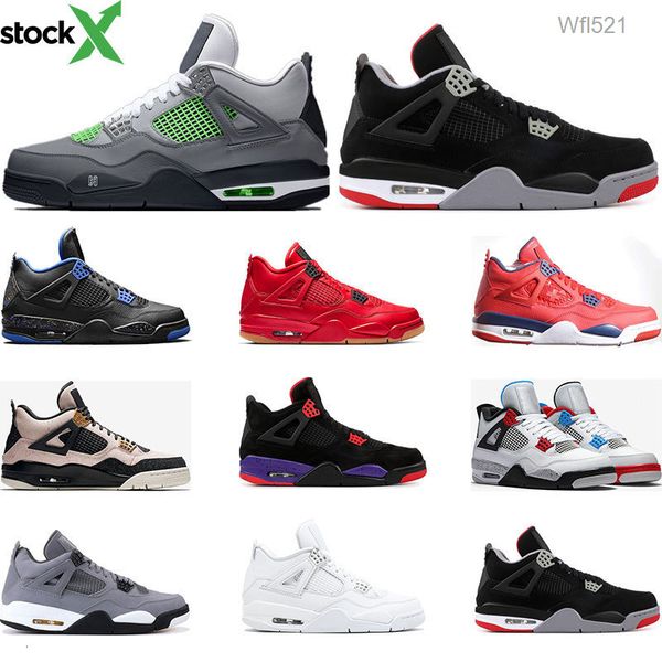 

basketball shoes 4s nero fiba what the cool grey bred silt red pure money wings 4 mens sports sneakers traienrs size 7-13, Black