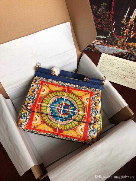 

2019 sell stamping color printing 2019 full cowhide eather handbags color leather shopping shoulder bags