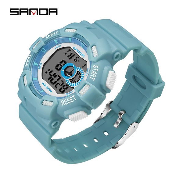 

sanda children sports watches 7 colors led digital watch boy girl student waterproof electronics wristwatches relogio masculino, Blue
