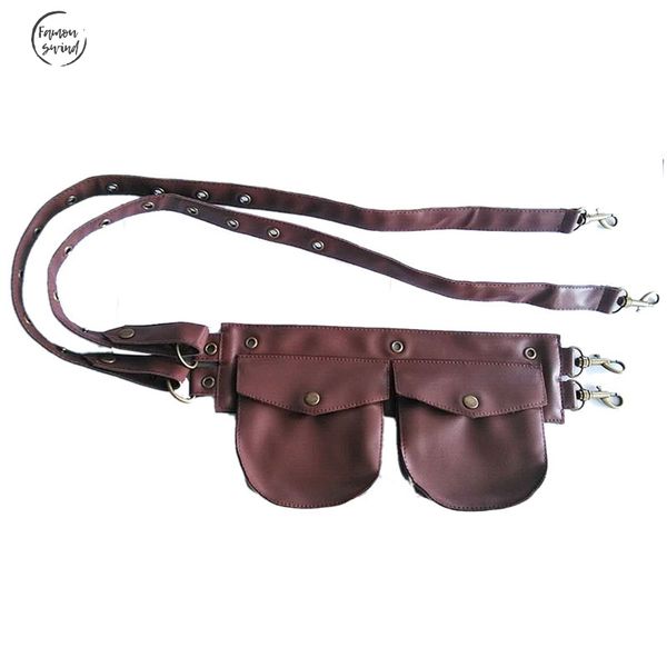 

коричневый цвет корсета искусственной кожи кнопки мужчины женщины belt pouch сумки талия сумки малый готические steampunk одежда burlesque к, Black;white