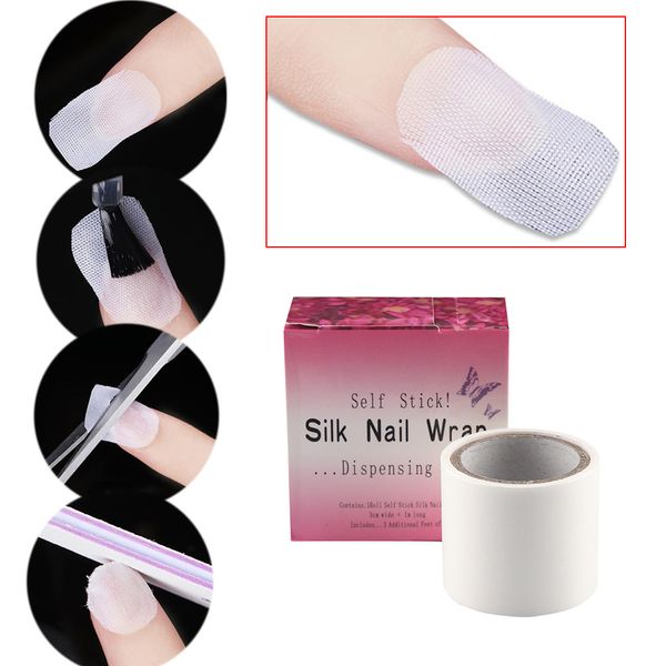 

nail repair fiberglass silk wrap self adhesive anti damage diy strong protect reinforce extension sticker for broken manicure, Black