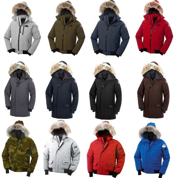 

dhl winter fourrure down parka homme jassen chaquetas outerwear big fur hooded fourrure manteau canada down jacket coat hiver doudoune, Black