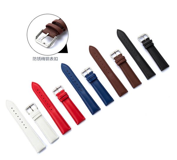 

genuine leather watch bands strap smooth stainless steel pin buckle 12mm 13mm 14mm 16mm 17mm 20m 22mm 23mm 24mm watchband, Black;brown