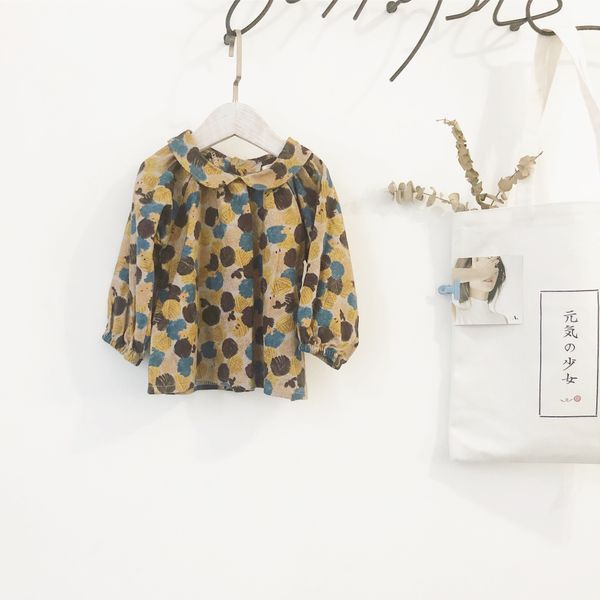 

kaicity2018 autumn new products girls korean-style hedgehog peter pan collar brushed long-sleeved upper garment children cotton, White