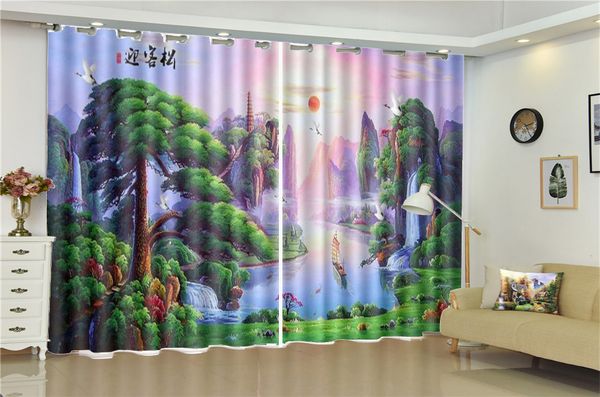 

curtain for kitchen promotion welcoming pine beautiful landscape scenery digital print 3d hd landscape curtains