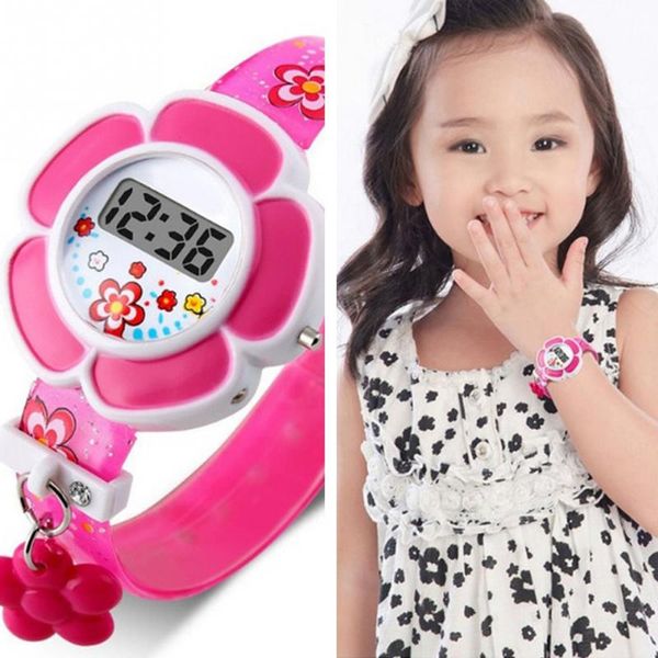 

kids watches cute flower cartoon silicone digital watch cute children watches wristwatch clock for boys girls student new, Blue