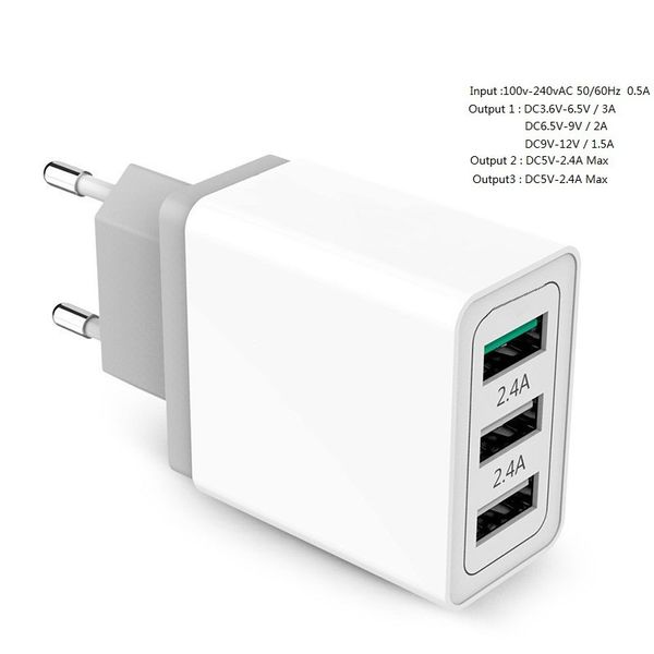 

3 usb ports fast charger qc 3.0 power adapter eu plug