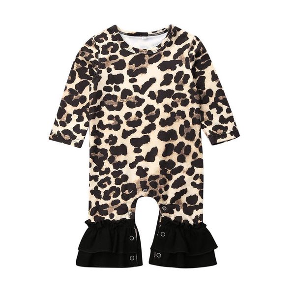 

infant kids baby girls leopard romper toddler autumn sprint clothes long sleeve jumpsuit romper pajamas baby girls outfit 0-2t, Blue