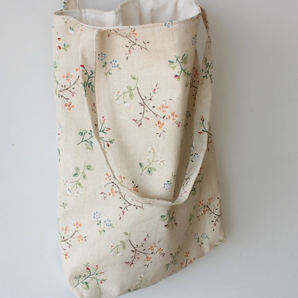 

casual women soft cotton linen flower shopping bag casual tote satchel shoulder bag handbag