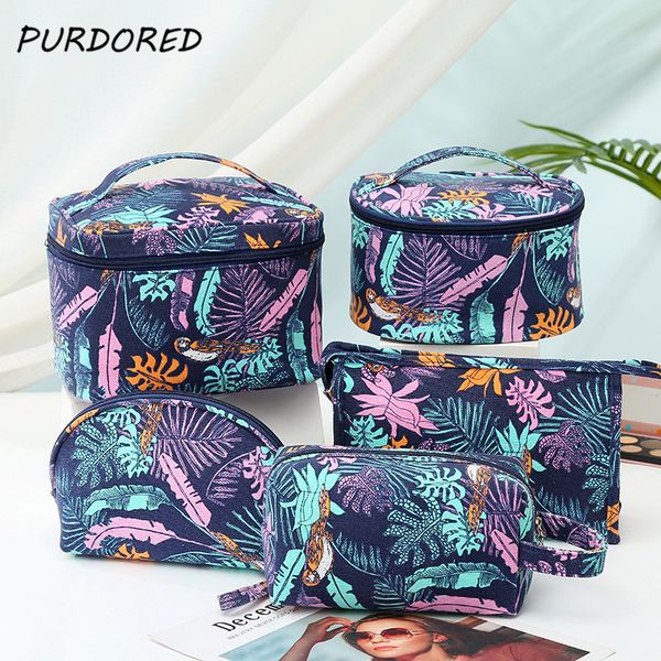 

purdored 1 pc purple leaf big cosmetic bag for women canvas ladies makeup storage bag travel makeup beauty organizer kosmetyczka